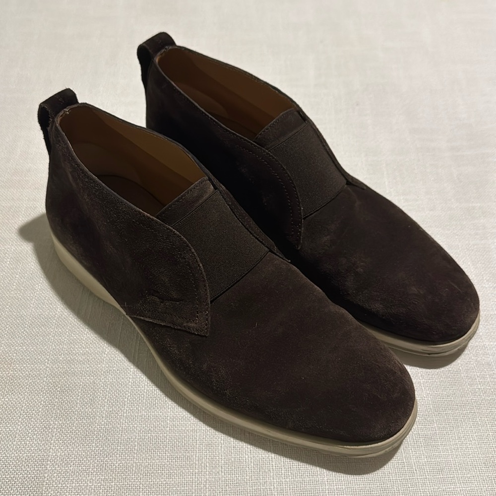 FERRAGAMO MENS BROWN SUEDE MID LOAFER - SIZE 7.5